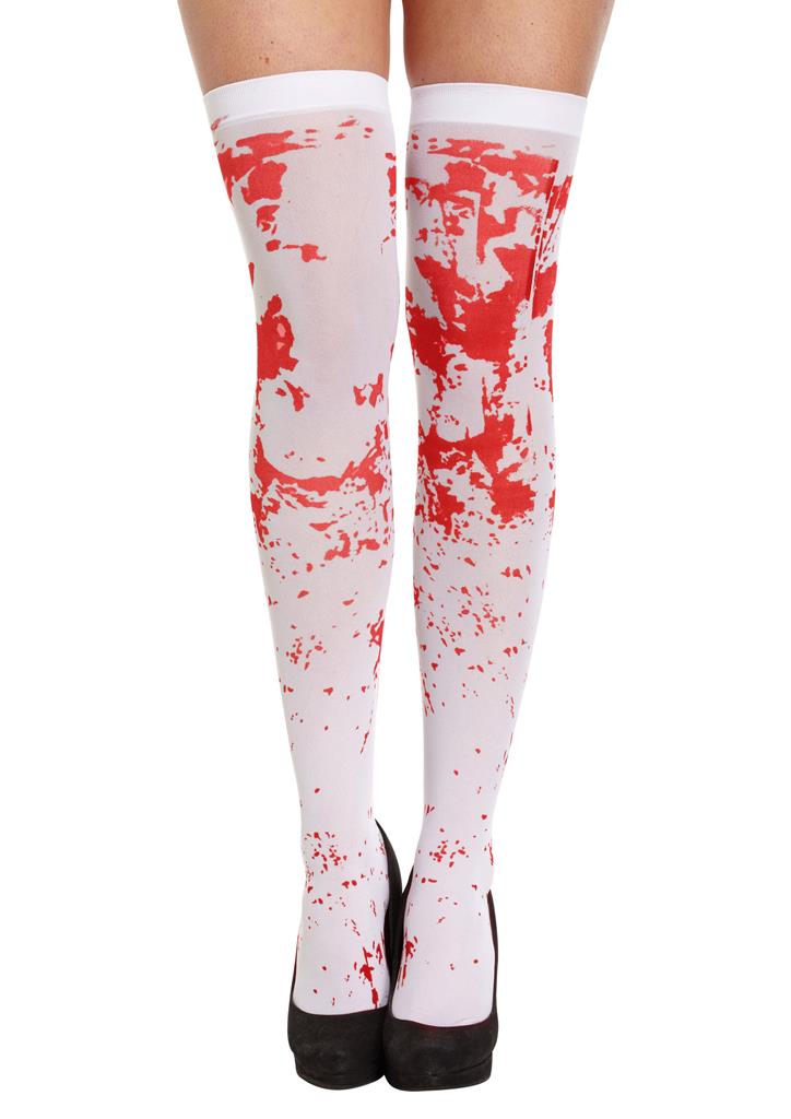 White Hold-Up Stockings with Blood - Click Image to Close