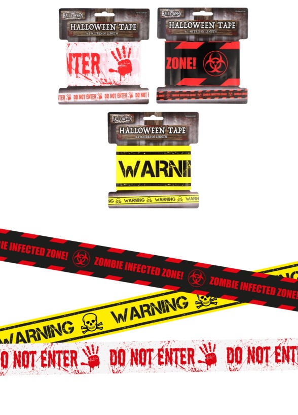 Halloween Warning Tape (6.1m x 7cm) 3 Assorted Designs - Click Image to Close