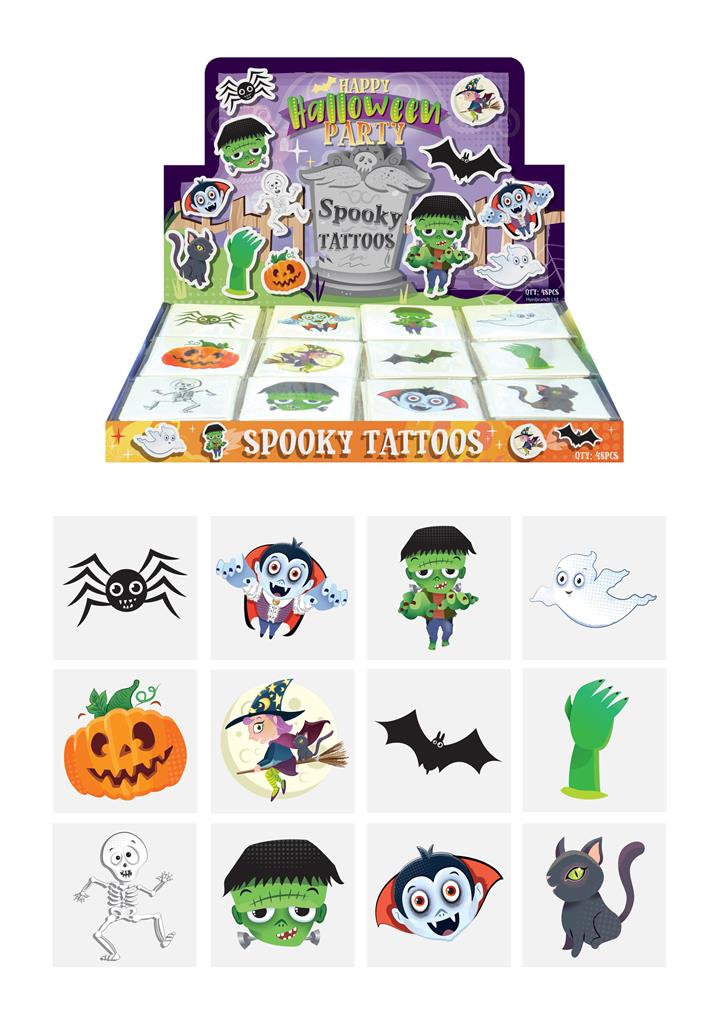 MINI HALLOWEEN 4CM TATTOOS X 48 (18p Each) - Click Image to Close