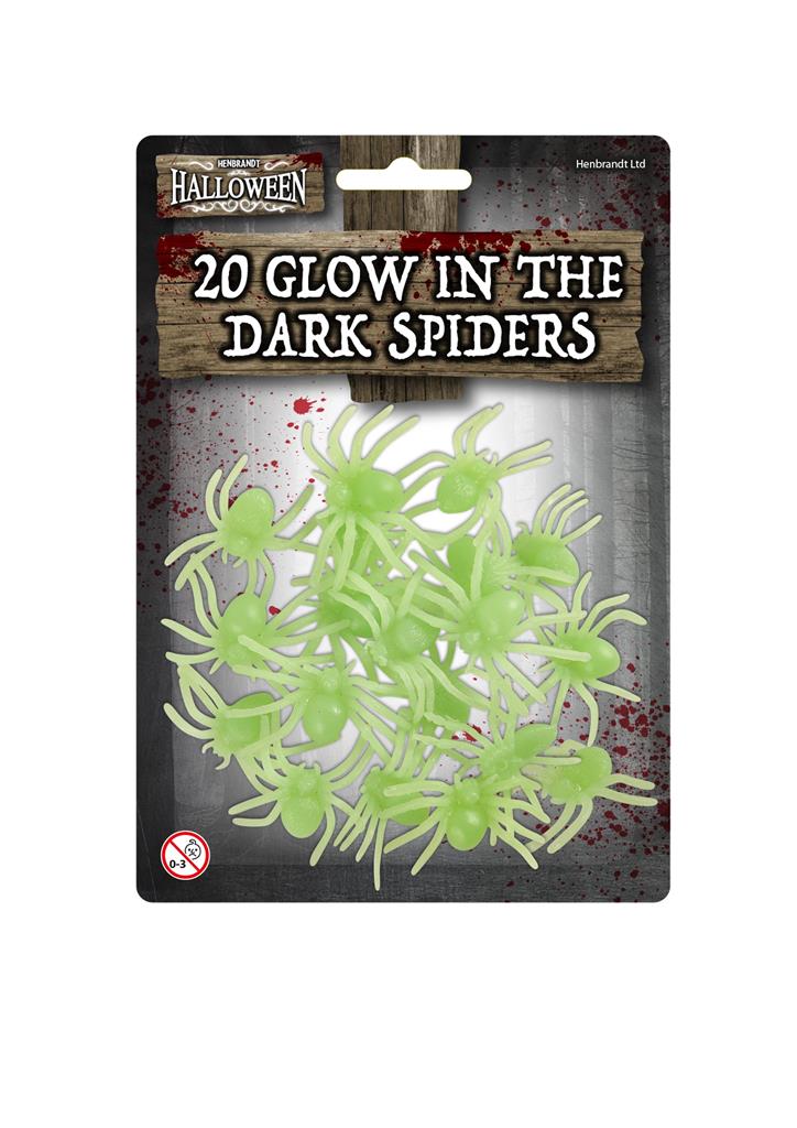 Glow in the Dark Spiders (5cm) 20pc Packs - Click Image to Close