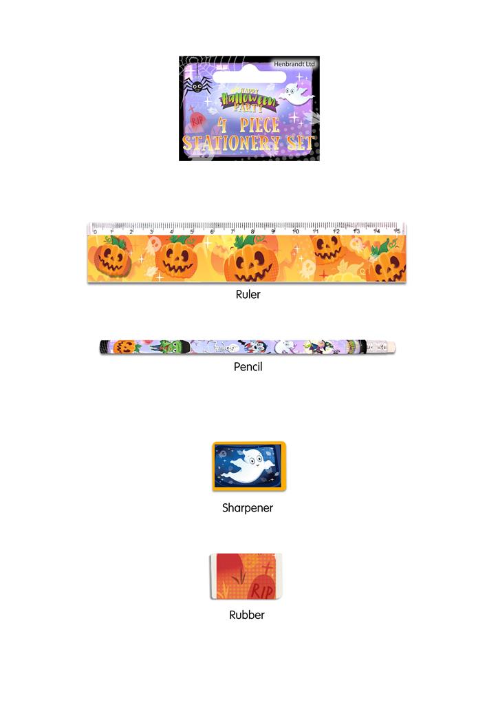 STATIONERY SET 4 PC HALLOWEEN - Click Image to Close