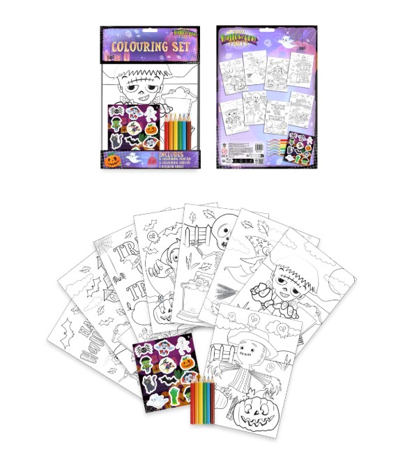 Halloween Colouring Set with Stickers - Click Image to Close