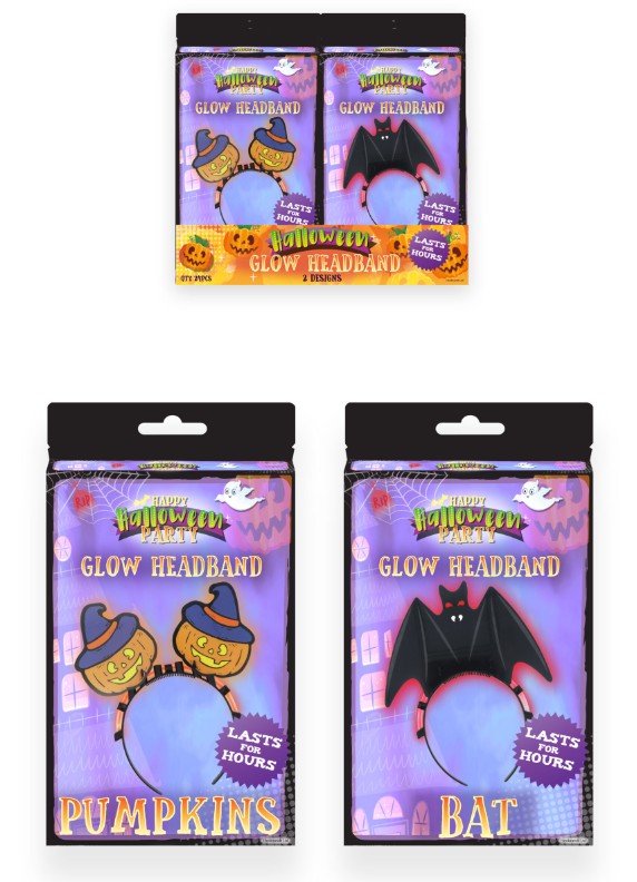 Glow in the Dark Halloween Headband 6-Piece Set (20cm) - Click Image to Close