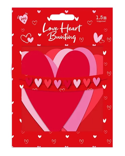 Valentine's Love Heart Bunting 1.5m - Click Image to Close