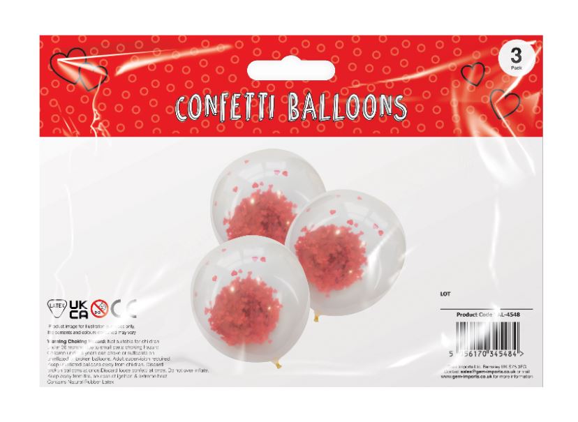 Confetti Heart Balloons 3 Pack - Click Image to Close