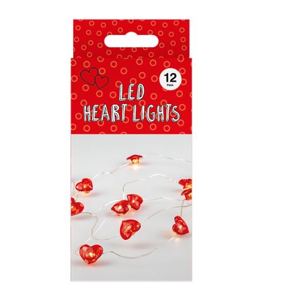 12 LED HEART MICRO LIGHTS - Click Image to Close