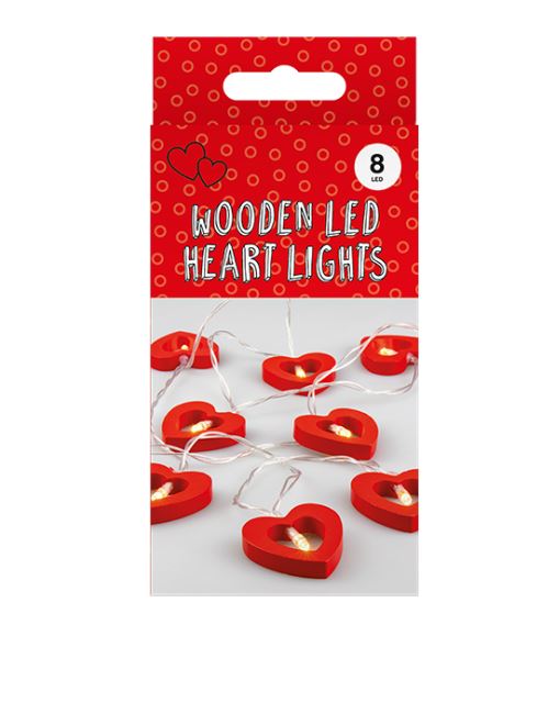 8 LED WOODEN HEART LIGHTS - Click Image to Close