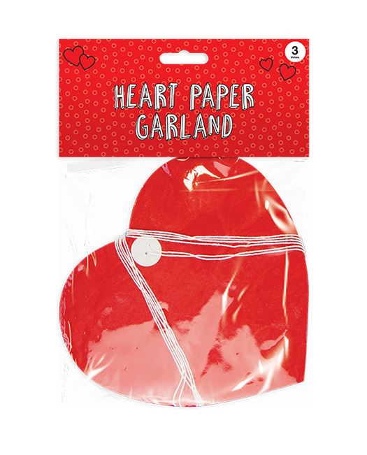 Valentine's Paper Heart Garland 3M - Click Image to Close