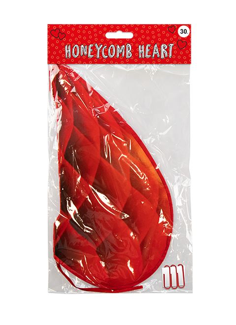 Valentines Honeycomb Heart Decoration 30cm - Click Image to Close