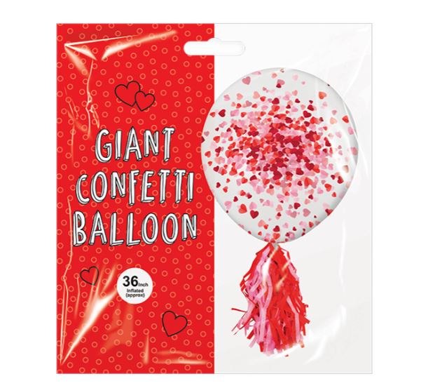 VALENTINE'S DAY GIANT CONFETTI BALLOON 36" - Click Image to Close