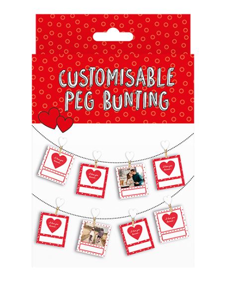 VALENTINE'S DAY CUSTOMISABLE PEG BUNTING 1.5M - Click Image to Close