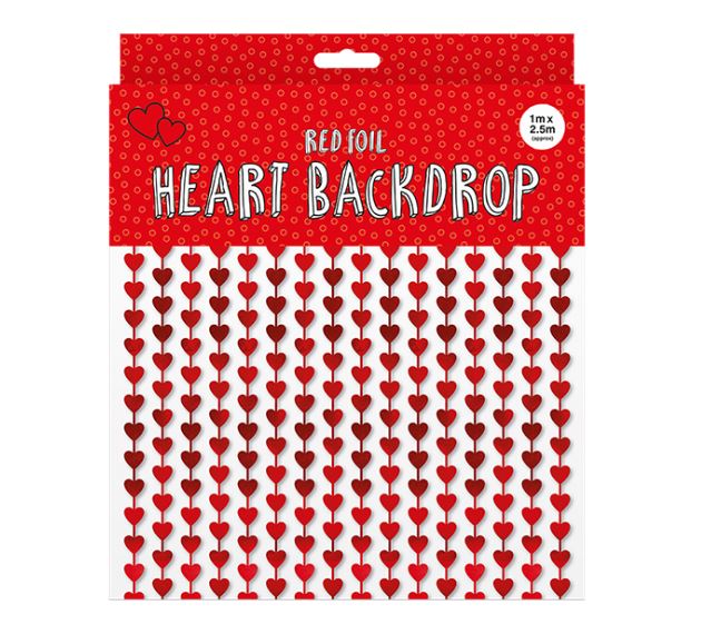 VALENTINE'S DAY HEART FOIL BACKDROP 1M X 2.5M - Click Image to Close