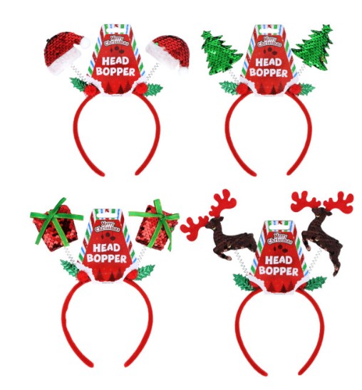 Christmas Head Boppers with Sequins (22cm x 22cm) - Click Image to Close