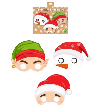 Christmas Paper Masks (3 Assorted Designs) - Click Image to Close