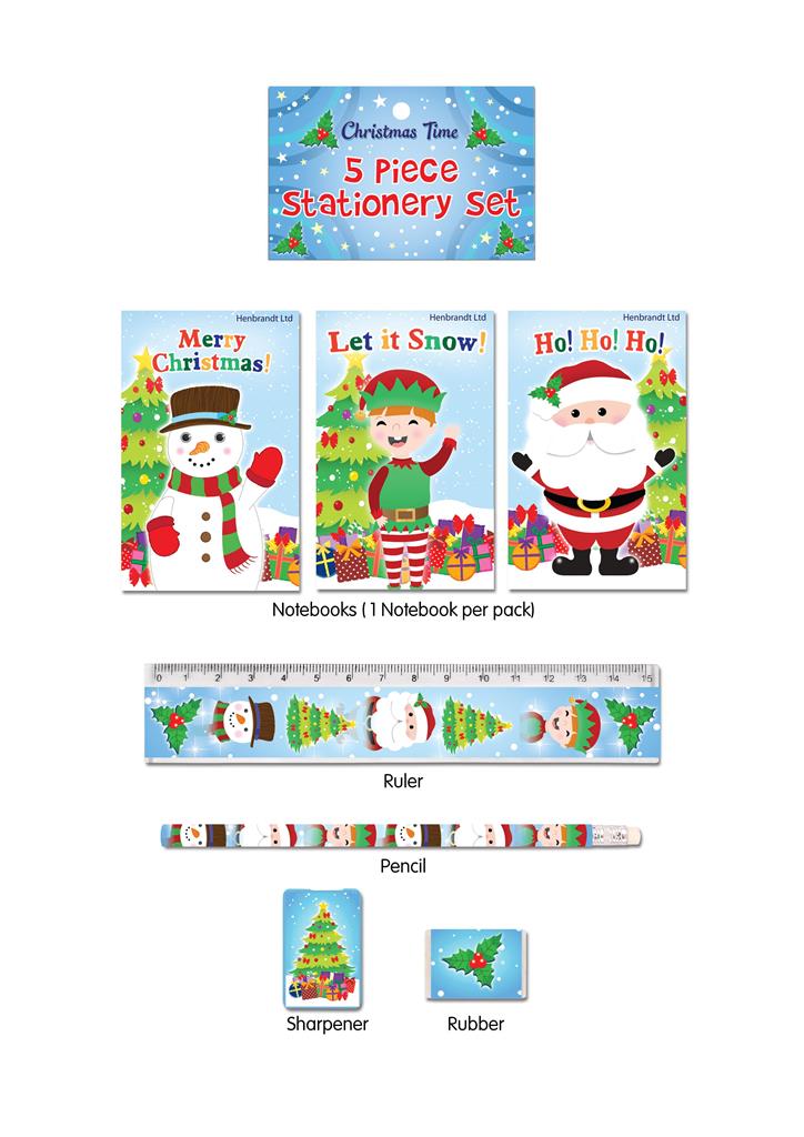 5Pc Stationery Set Christmas - Click Image to Close