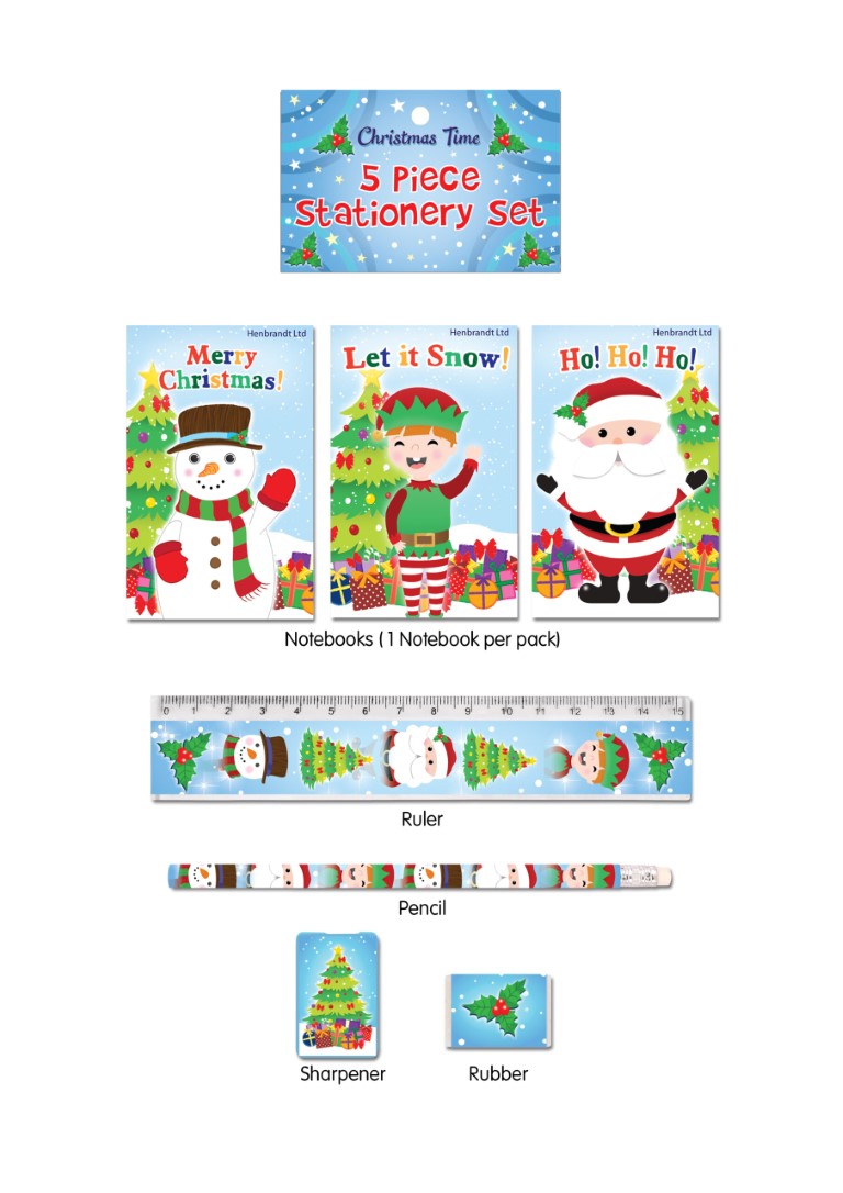 5Pc Stationery Set Christmas - Click Image to Close