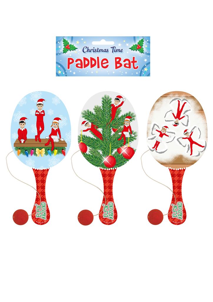 Elfin Around 22cm Paddle Bat & Ball ( Assorted Designs ) - Click Image to Close