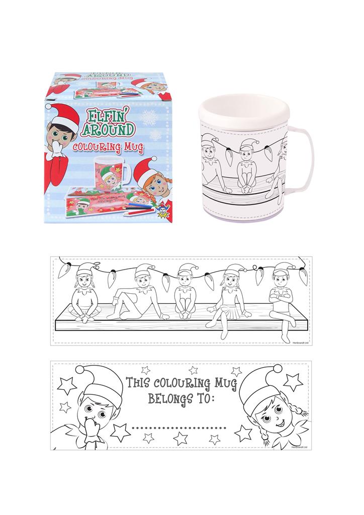 Colour In Your Own Christmas Elfin Around Mug - Click Image to Close