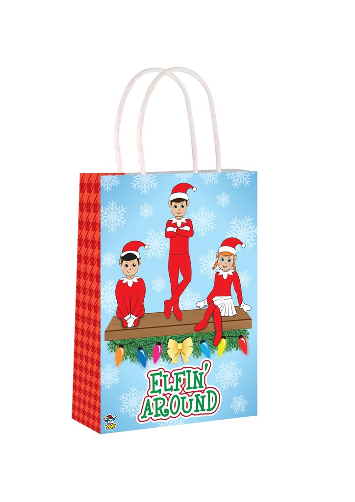 Christmas Bag Elfin Around With Handles 14 x 21 x 7cm - Click Image to Close