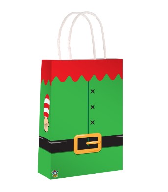 Elf Christmas Paper Party Bag With Handles - Click Image to Close