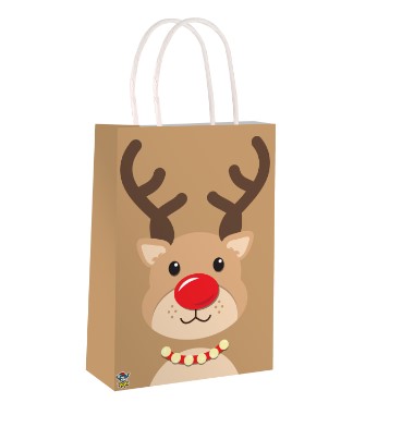 Reindeer Christmas Paper Party Bag With Handles - Click Image to Close