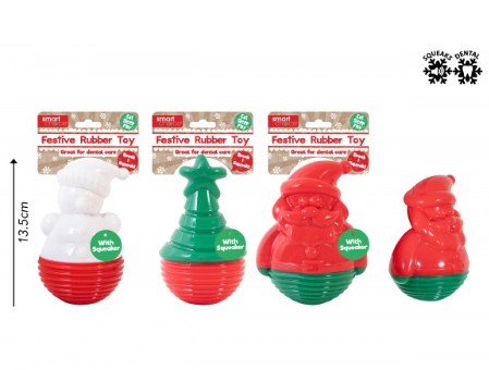 Smart Choice Christmas Squeaky Rubber Dog Toy ( Assorted ) - Click Image to Close