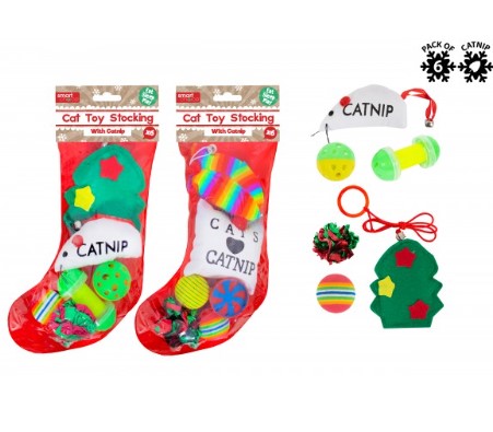 Christmas Festive Cat Toy Stocking - Click Image to Close