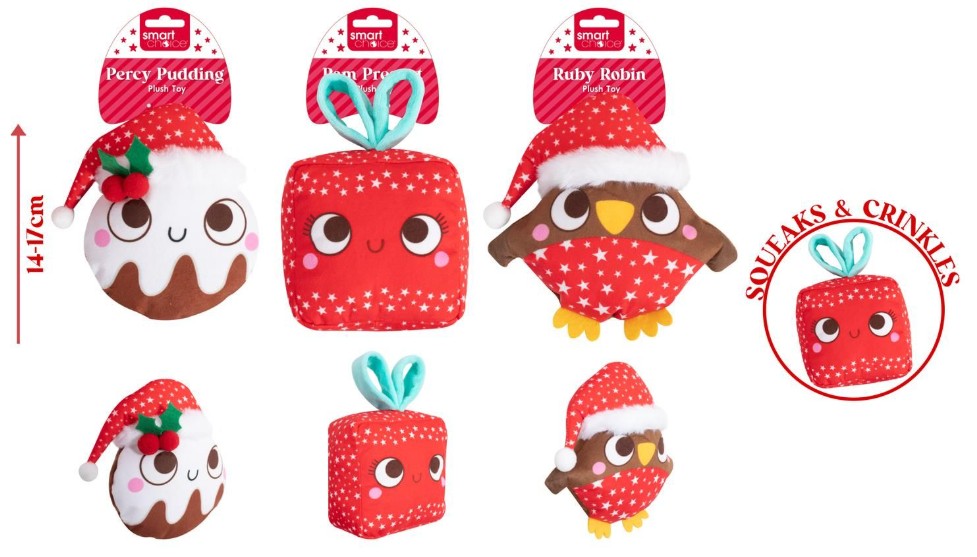 Christmas Squeaky Crinkle Xmas Plush Dog Toy 3 - Click Image to Close