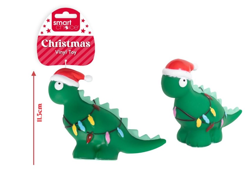 Christmas Smart Choice Squeaky Vinyl Dinosaur Dog Toy - Click Image to Close