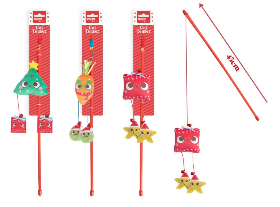 Christmas Plush & Feather Cat Teaser - Click Image to Close