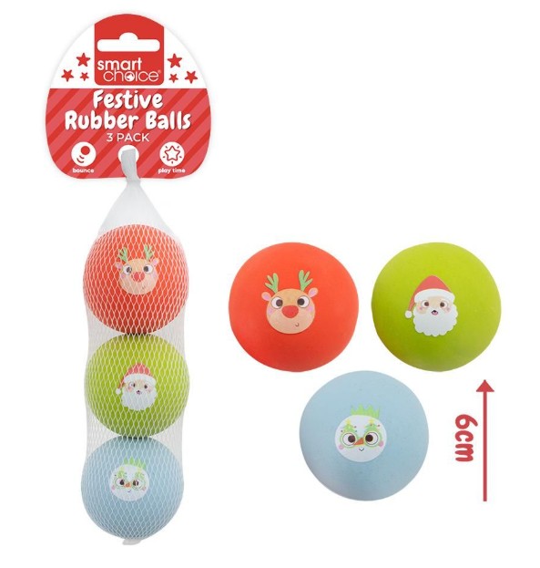 Christmas Festive Rubber Balls Dog Toy - Click Image to Close