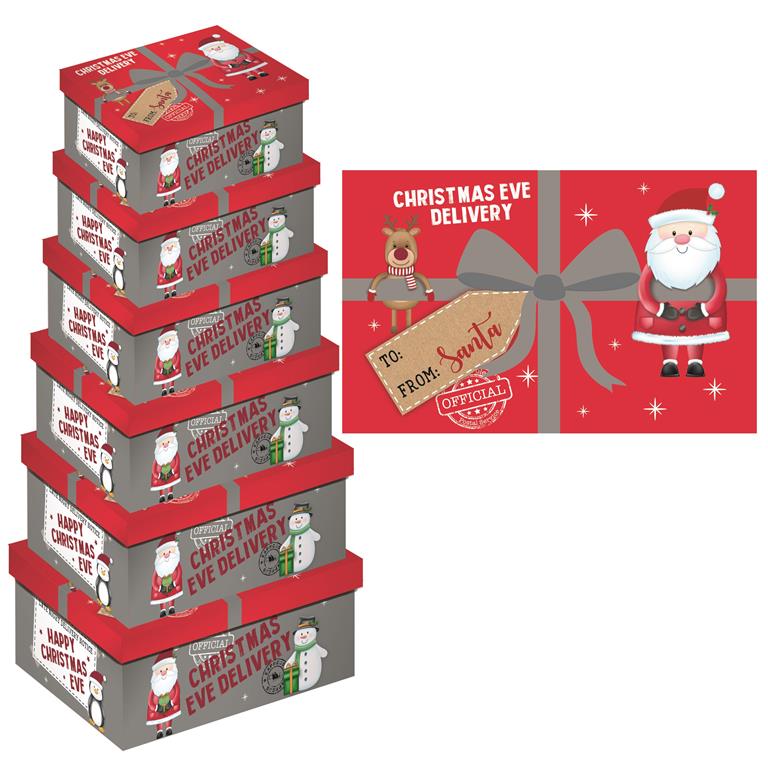 6Pc Oblong Christmas Eve Deliver Box - Click Image to Close