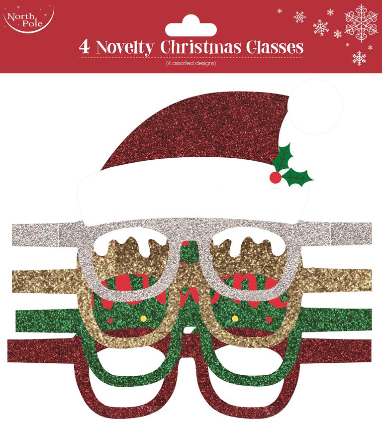 Novelty Christmas Glasses 4 Pack - Click Image to Close