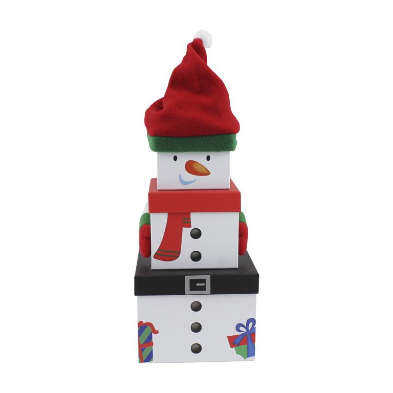 Plush Gift Box Set 3 Piece - Traditional Snowman - Click Image to Close