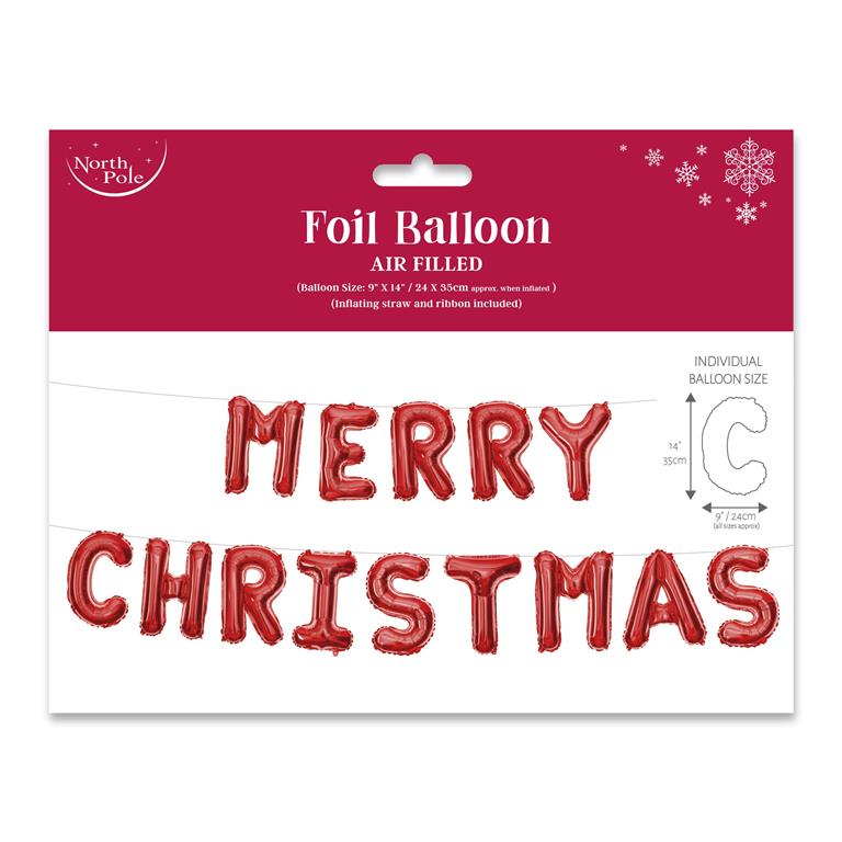 Christmas Foil Letter Balloon Red - Click Image to Close