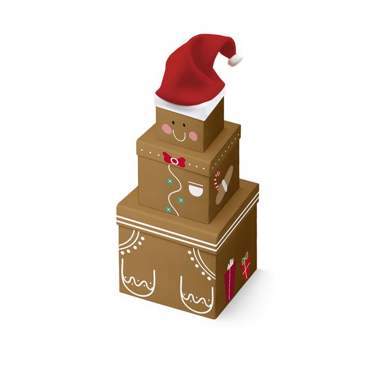 Plush Box Gingerbread Man 3 Piece - Click Image to Close