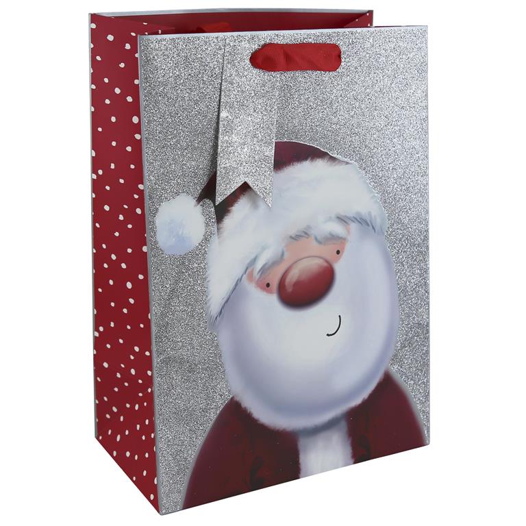 Christmas Christmas Santa Glitter Xl Bag ( 330Mm X 455Mm X 100Mm - Click Image to Close