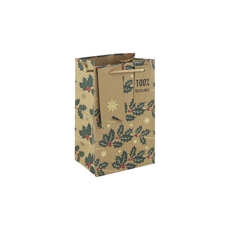 Christmas Kraft Holly Perfume Bag (127Mm X 203Mm X 90Mm) - Click Image to Close