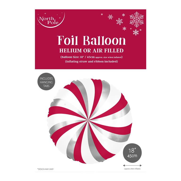 Christmas 18" Candy Swirl Foil Balloon - Click Image to Close