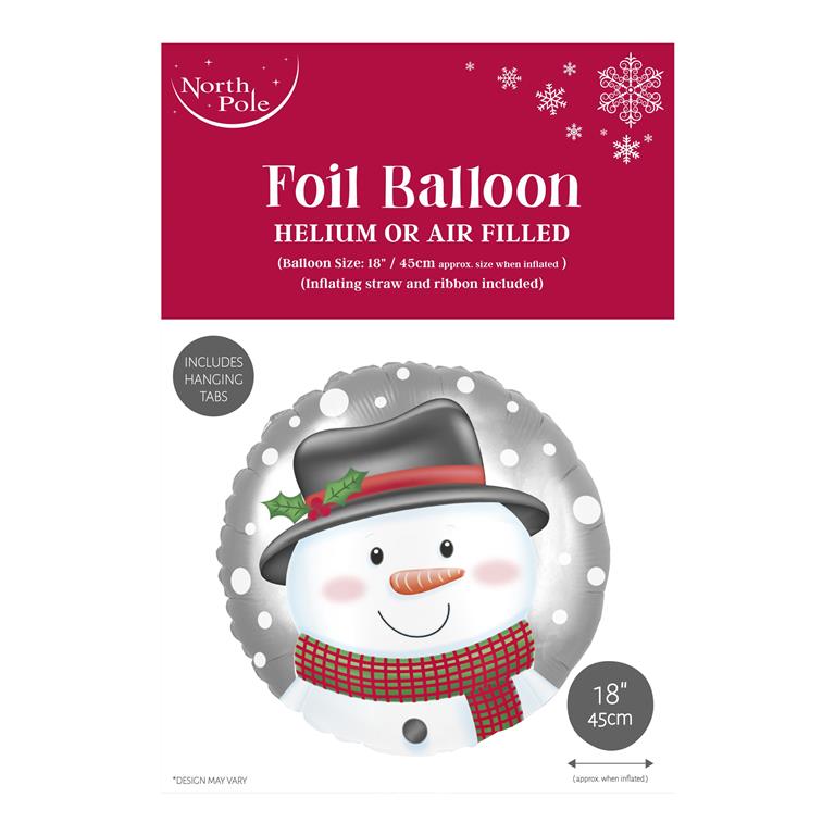 Snowman Head 18" Foil Balloon - Click Image to Close
