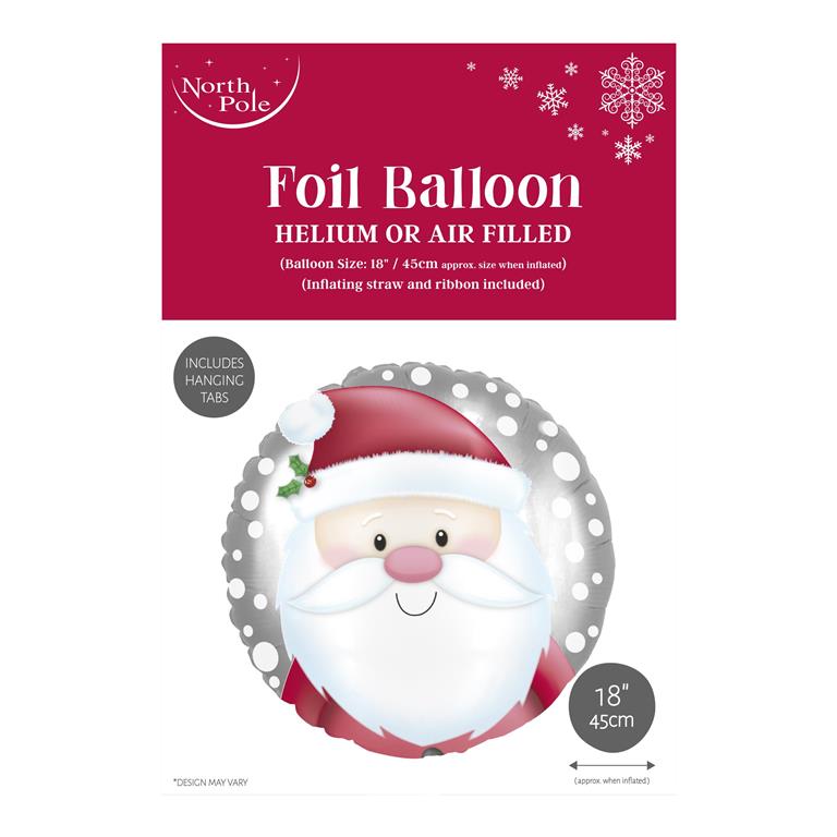 Christmas 18" Santa Head Foil Balloon - Click Image to Close
