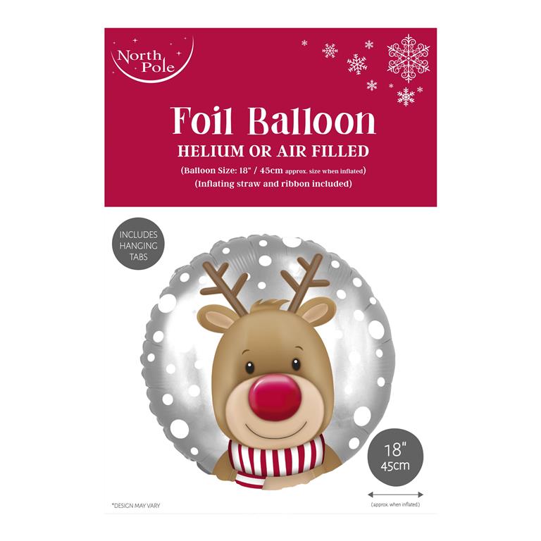 Reindeer Head 18" Foil Balloon - Click Image to Close