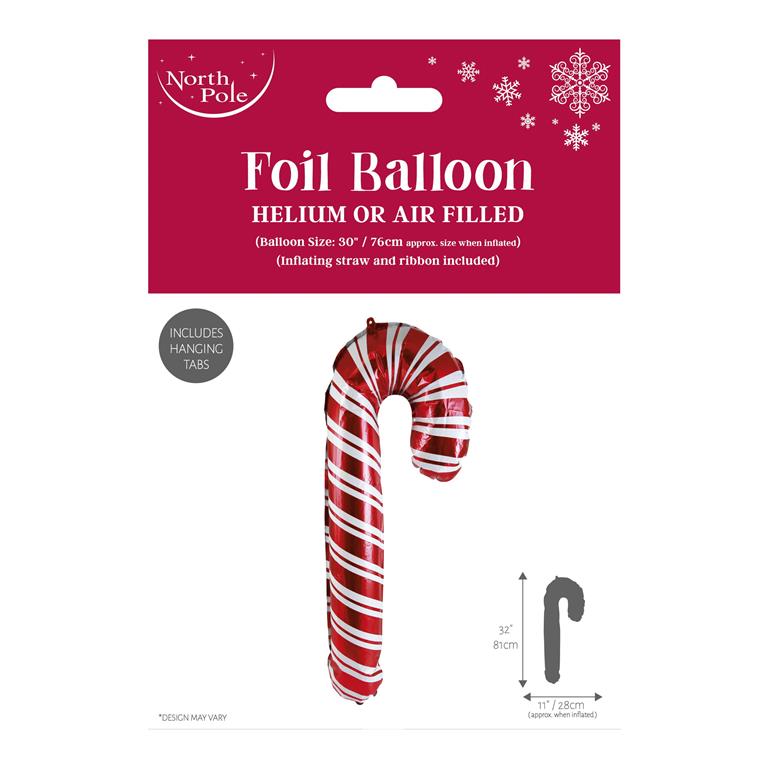 Christmas Candy Cane Foil Balloon 74X46cm - Click Image to Close