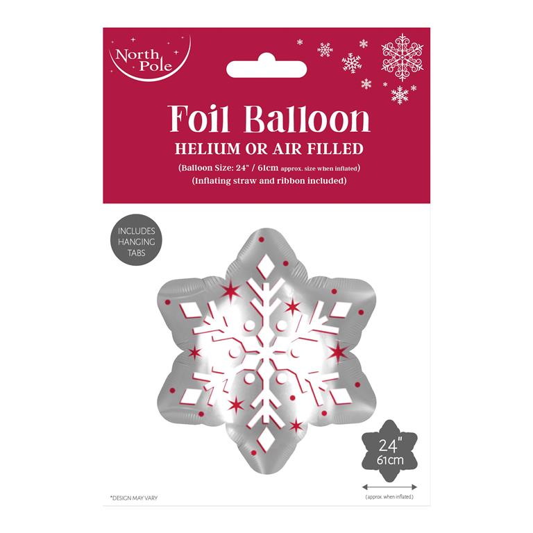 Snow Flake Foil Balloon 57cm x 51cm - Click Image to Close