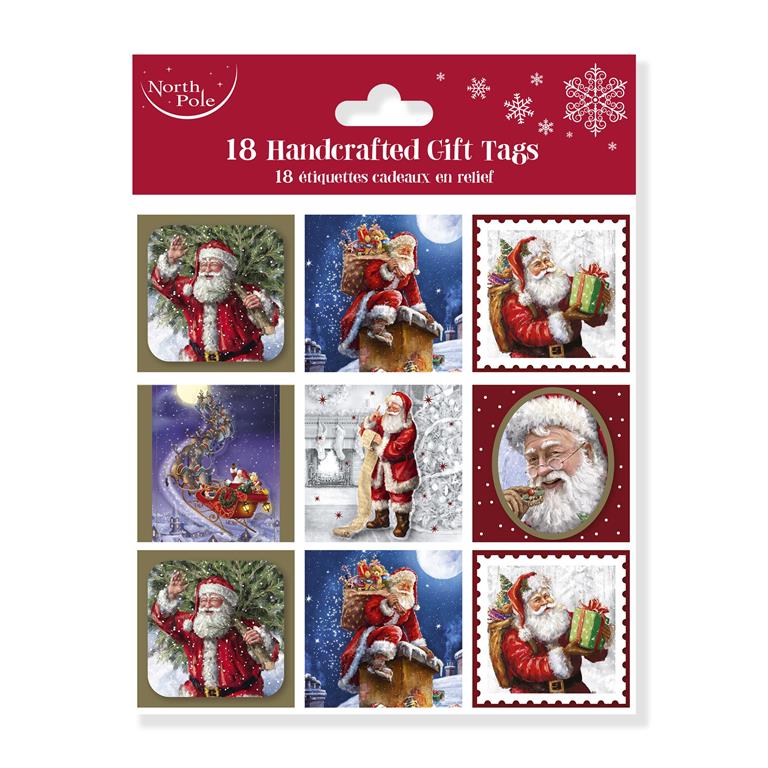 Christmas Traditional Santa Gift Tags Polybag Pack Of 18 - Click Image to Close