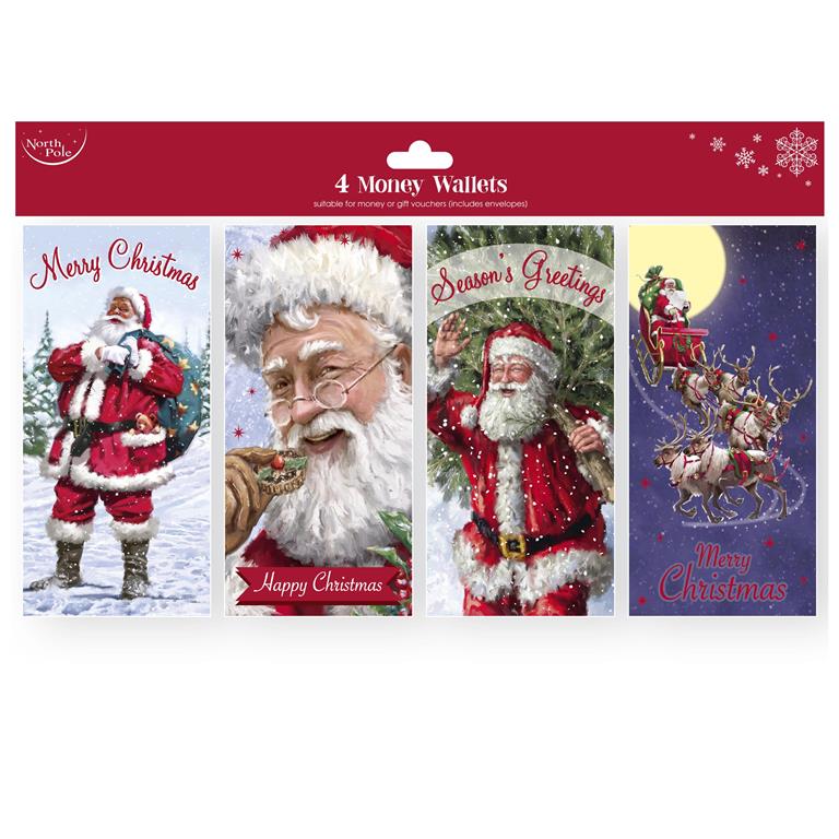 Christmas Traditional Money Wallet Polybag Pack Of 4 - Click Image to Close