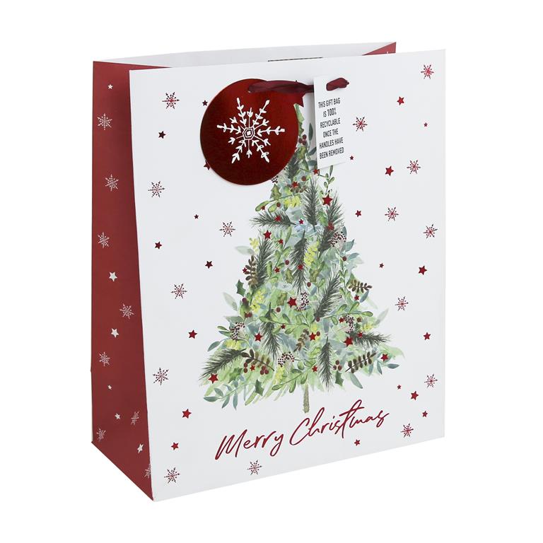 Christmas Christmas Tree White Kraft Large Bag ( 265Mm X 330Mm X - Click Image to Close