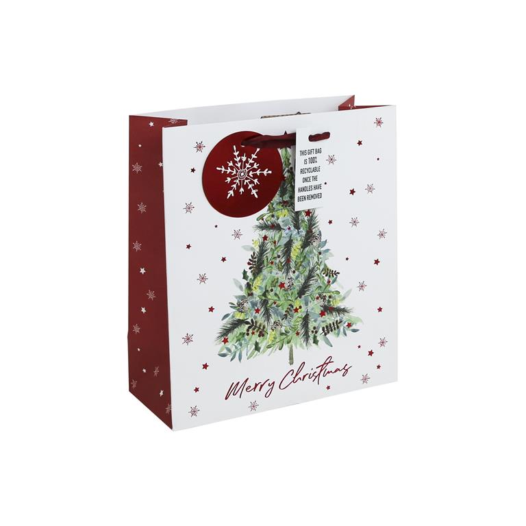 Christmas Christmas Tree White Kraft Med Bag ( 215Mm X 253Mm X 1 - Click Image to Close