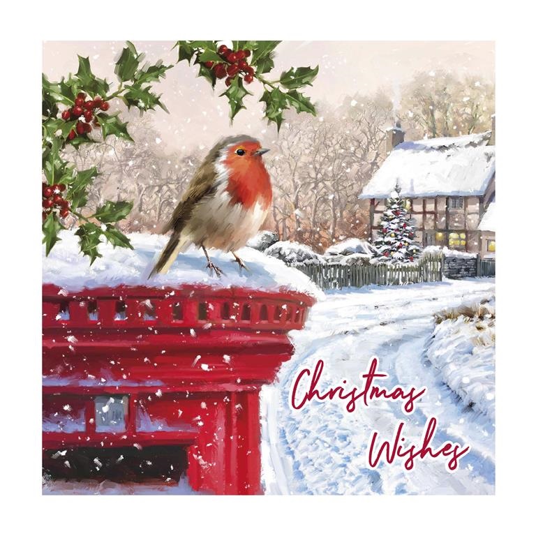 Christmas Snowman/Robin Traditional 12pk Card - Click Image to Close