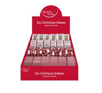 Christmas 2m Festive Print Ribbon